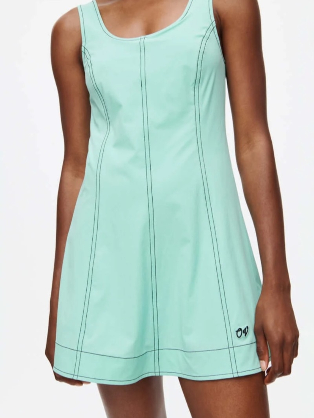 Outdoor Voices Sleeveless Mint Green A-Line Dress With Built In Shorts